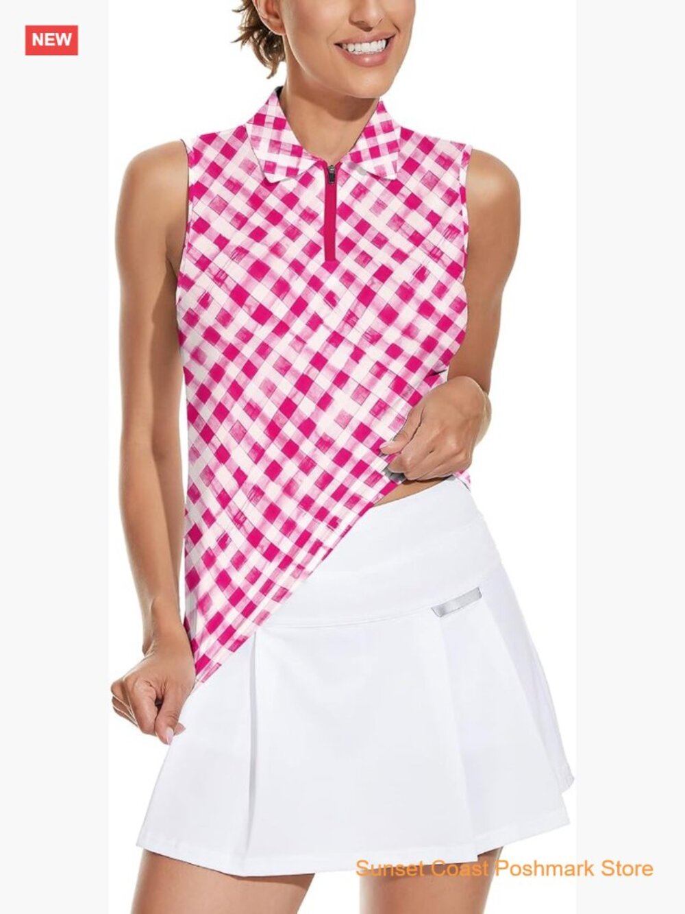 Women's Sleeveless Golf Polo UPF 50+ Moisture Wicking Quick Dry 4-Way Stretch